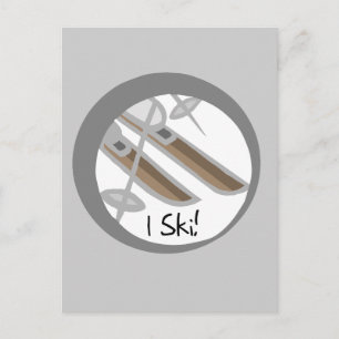 Carte Postale Paire de T-shirts et cadeaux Skis I Ski