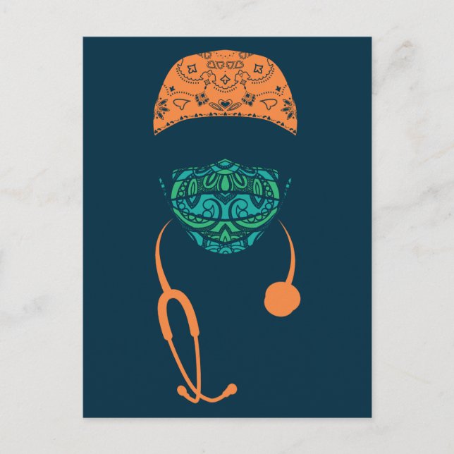 Carte Postale paisley au masque (Devant)