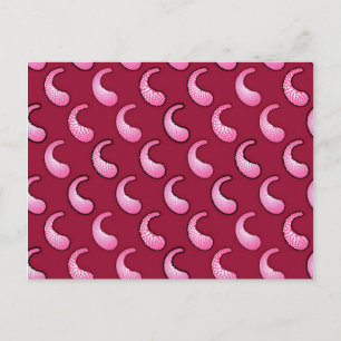 Carte Postale Paisley rose sur fond bordeaux