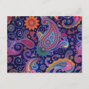 Carte Postale Paisley violet rose