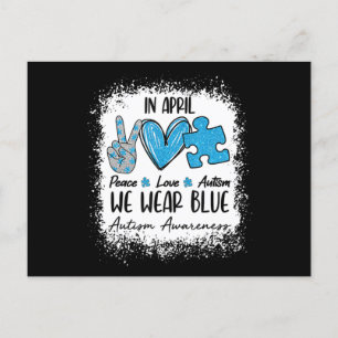 Carte Postale Paix Aime L'Autisme En Avril Nous Portons Le Bleu