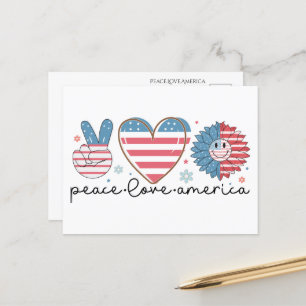 Carte postale Paix Amour Amérique – Patriotique