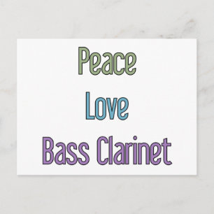 Carte Postale Paix, Amour, Basse Clarinet
