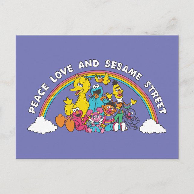 Carte Postale Paix, amour et sésame Street (Devant)