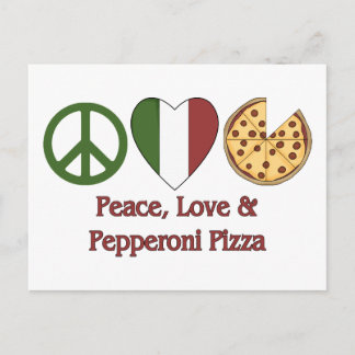 Carte Postale Paix, Amour & Pepperoni Pizza