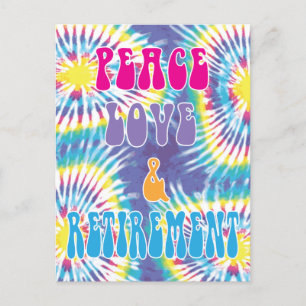 Carte Postale Paix Amour & Retraite Drôle Tie Dye