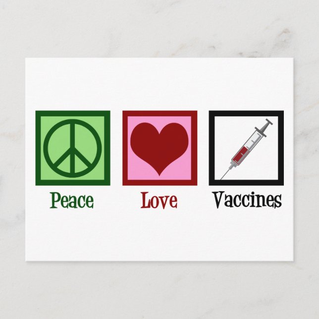 Carte Postale Paix Amour Vaccins (Devant)