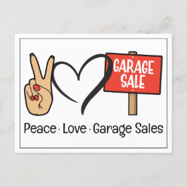 Carte postale Paix, Amour, Vente Garage