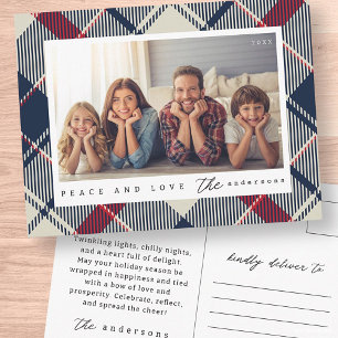 Carte Postale Paix moderne et amour Photo de famille de Noël