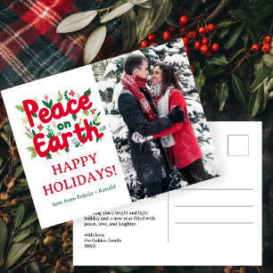 Carte Postale PAIX SUR LA TERRE FÊTES Noël PHOTO PERSONNALISÉE