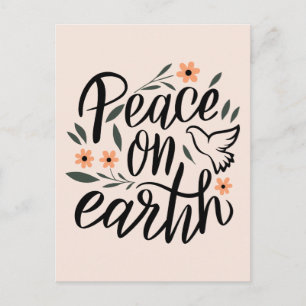 Carte Postale Paix sur Terre Design Floral