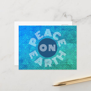 Carte Postale Paix sur Terre Motif vert bleu