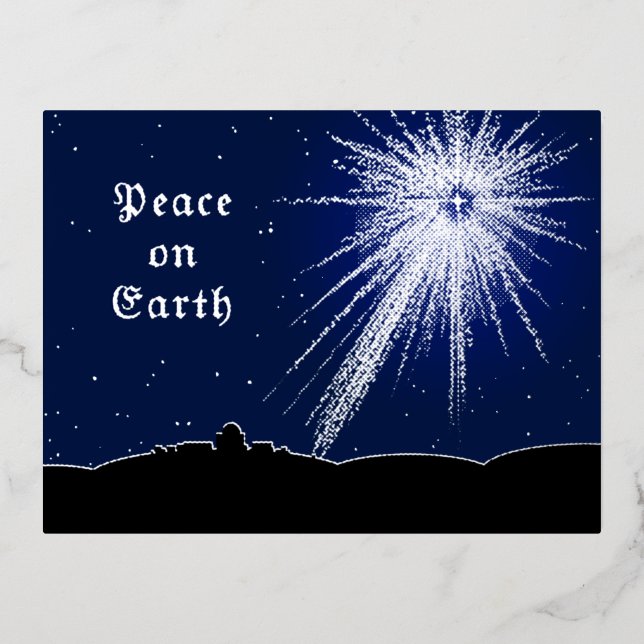 Carte postale Paix sur Terre Noël avec Foil (Recto)