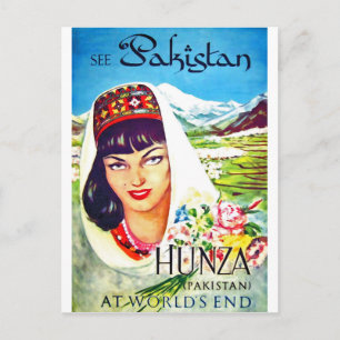 Carte Postale Pakistan, fille de la vallée de Hunza, voyage vint
