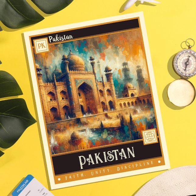Carte Postale Pakistan | Peinture Vintage (Créateur téléchargé)