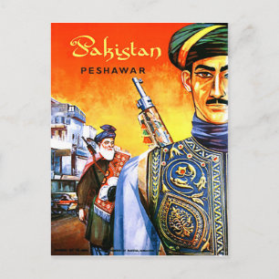 Carte Postale Pakistan, soldats de Peshawar, voyage vintage