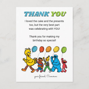 Carte Postale Pal de rue Sésame   Ballons d'anniversaire - Merci