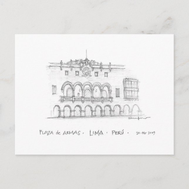 Carte Postale Palacio Municipal, Lima, Pérou (Devant)
