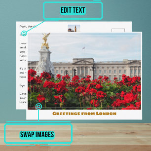 Carte Postale Palais de Buckingham avec des fleurs Londres Angle