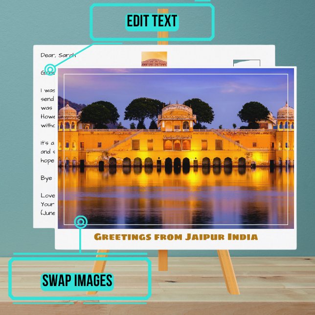 Carte Postale Palais de l'eau Jal Mahal à Jaipur Inde (Please enjoy our postcard)