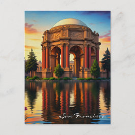 Carte Postale Palais des Beaux-Arts de San Francisco au coucher