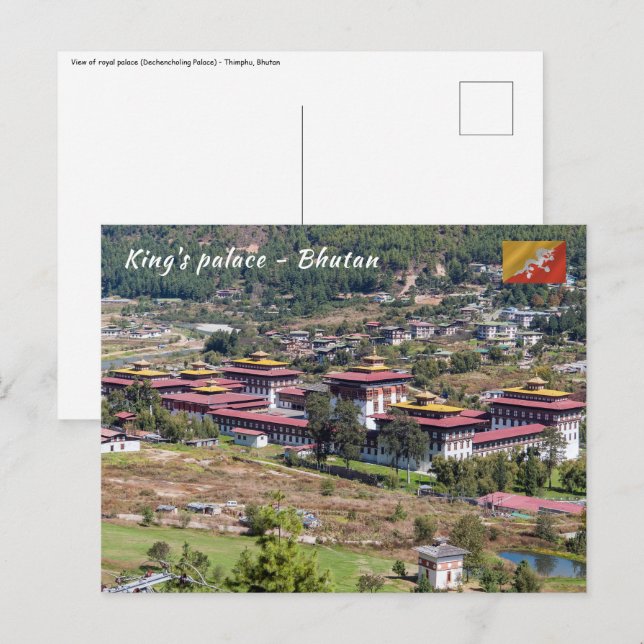 Carte Postale Palais du roi à Thimphu - Bhoutan (Devant / Derrière)