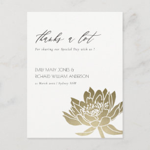 CARTE POSTALE PÂLE GLAMOREUX OR BLANC LOTUS MERCI FLORAL