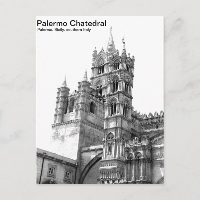 Carte postale Palermo Chatedral noir et blanc (Devant)