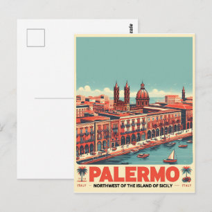 Carte Postale Palermo sicile italien cadeaux souvenir vintage
