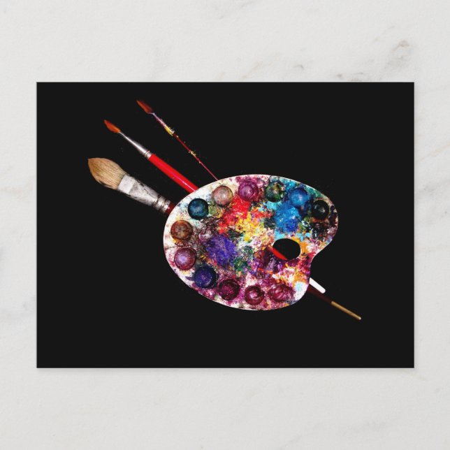CARTE POSTALE PALETTE DE COULEUR ARTISTE ET BROUILLES (Devant)