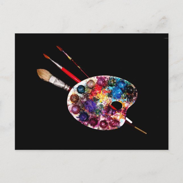 CARTE POSTALE PALETTE DE COULEUR ARTISTE ET BROUILLES (Devant)
