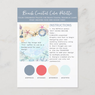 Carte Postale Palette de couleurs Modèle pour Beach Coastal par 