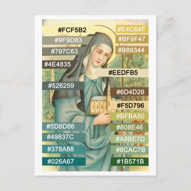 Carte Postale Palette de couleurs pour Sainte-Brigide d'Irlande  (Devant)