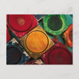 Carte Postale Palette de la boîte de peinture d'aquarelle
