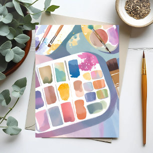 Carte Postale Palette de peinture   Jolie aquarelle Art colorée