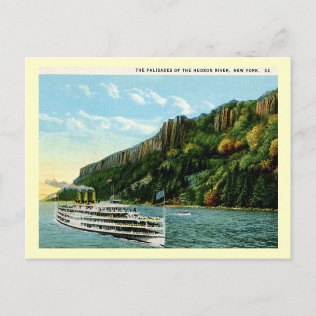 Carte Postale Palisades de la rivière Hudson, NY, années 1920 Vi (Devant)