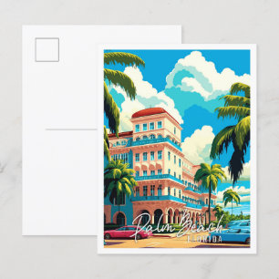 Carte Postale Palm Beach Florida USA illustration de voyage vint