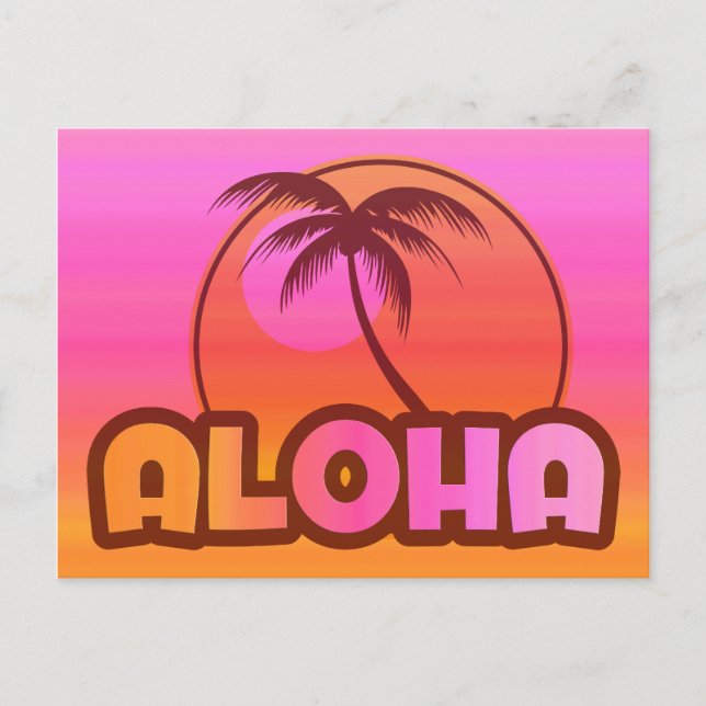 Carte Postale Palm d'Aloha rose (Devant)