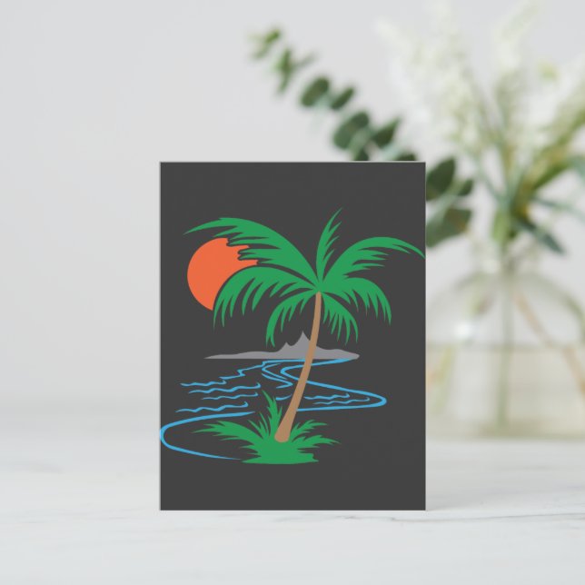 Carte Postale Palm Tree by the River | Tropical Sunset Art (Debout devant)
