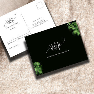 Carte Postale Palme d'aquarelle tropicale Mariage Feuille RSVP