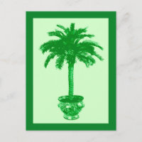 Carte postale Palmier en pot, Émeraude et Vert Cla