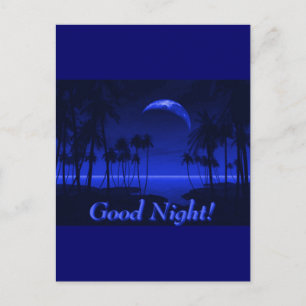 CARTE POSTALE PALMIERS BLEUS BLEUS TROPICAUX PROFONDS BLANCS BLE