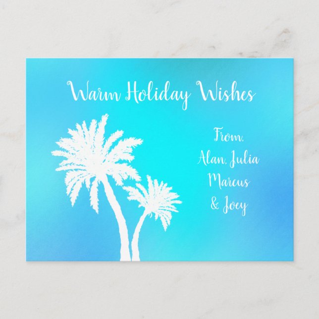 Carte Postale Palmiers Bright Aqua Chaleureux voeux de Noël (Devant)