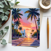Palmiers de Miami au coucher du soleil