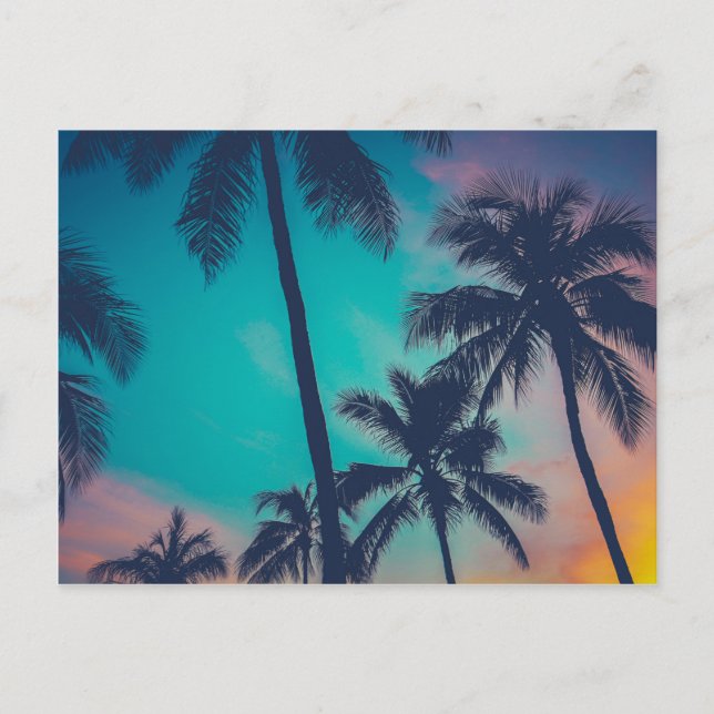 Carte Postale Palmiers Hawaii Au Coucher Du Soleil (Devant)