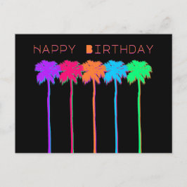 Carte Postale Palmiers Néon Joyeux Anniversaire