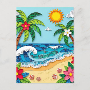 Carte Postale Palmiers sur la plage   Salut