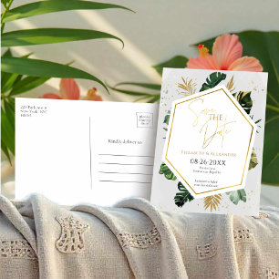 Carte Postale Palmiers Tropicaux Arbres Gilded Script Enregistre