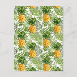 Carte Postale Palmiers tropicaux Feuilles et ananas