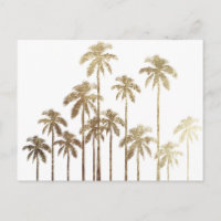 Palmiers tropicaux or glamour sur blanc